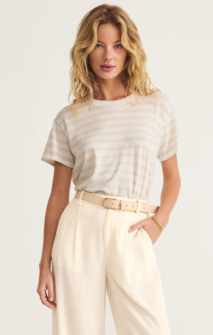Z SUPPLY GO TO STRIPE TEE IN PANNA COTTA STRIPE