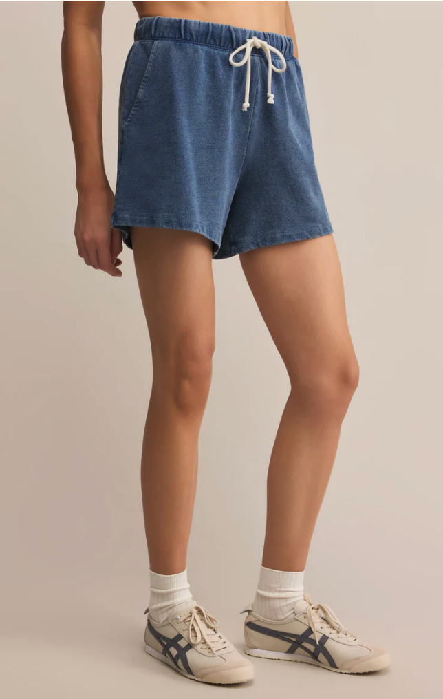 Z SUPPLY HUNTER KNIT DENIM SHORT IN VINTAGE INDIGO
