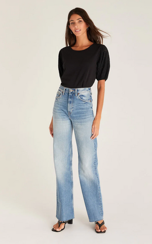 Z SUPPLY ISABEL EYELET TOP IN BLACK
