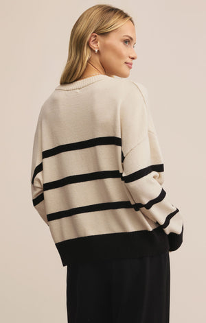 Z SUPPLY JORDANE STRIPED SWEATER IN LIGHT OATMEAL