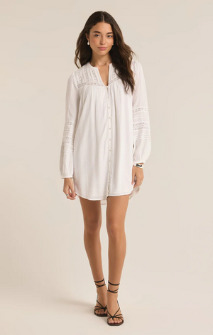 Z SUPPLY JUDE PEASANT MINI DRESS IN WHITE