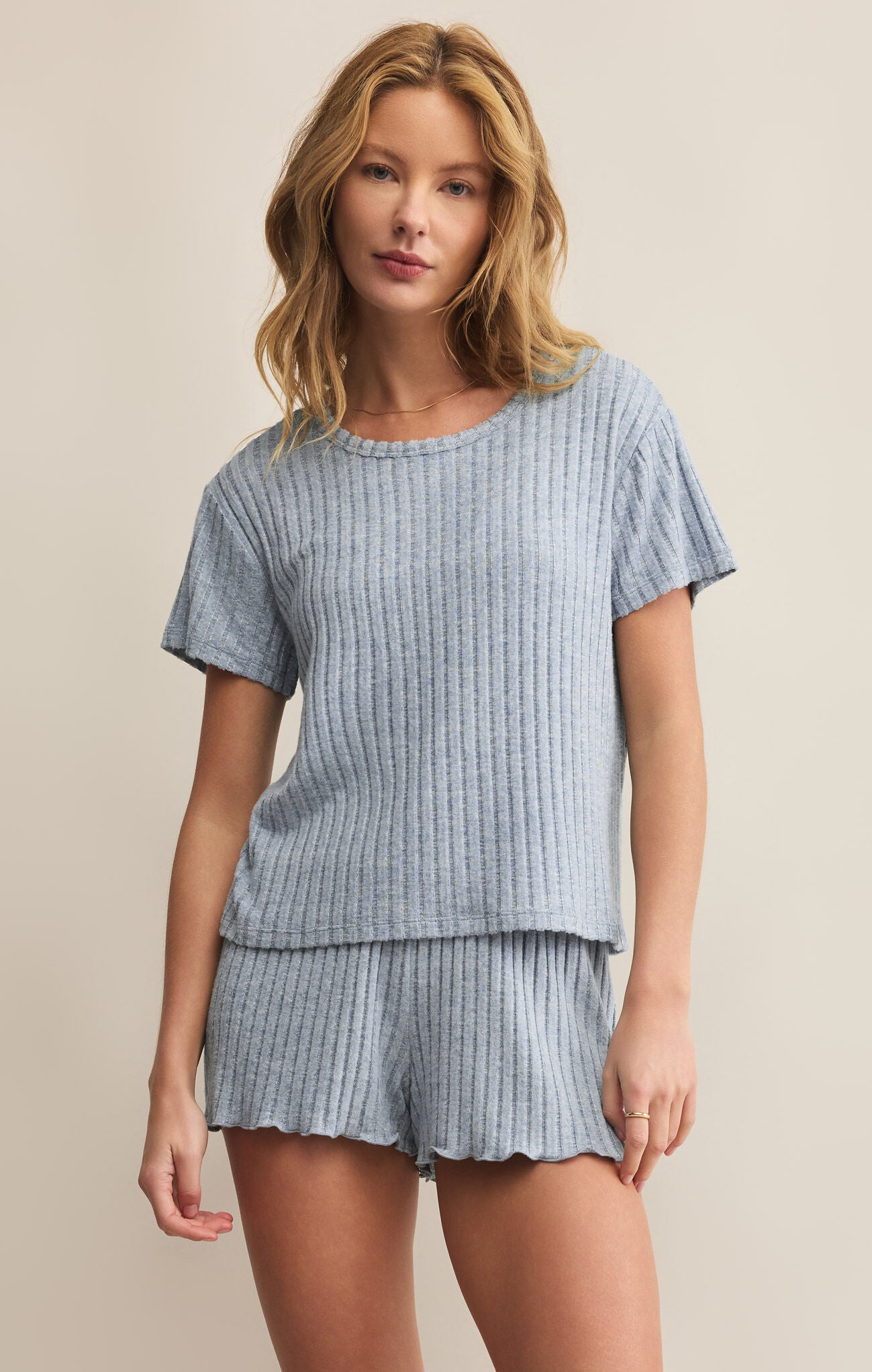 Z SUPPLY KARA RIB TEE IN LIGHT DENIM