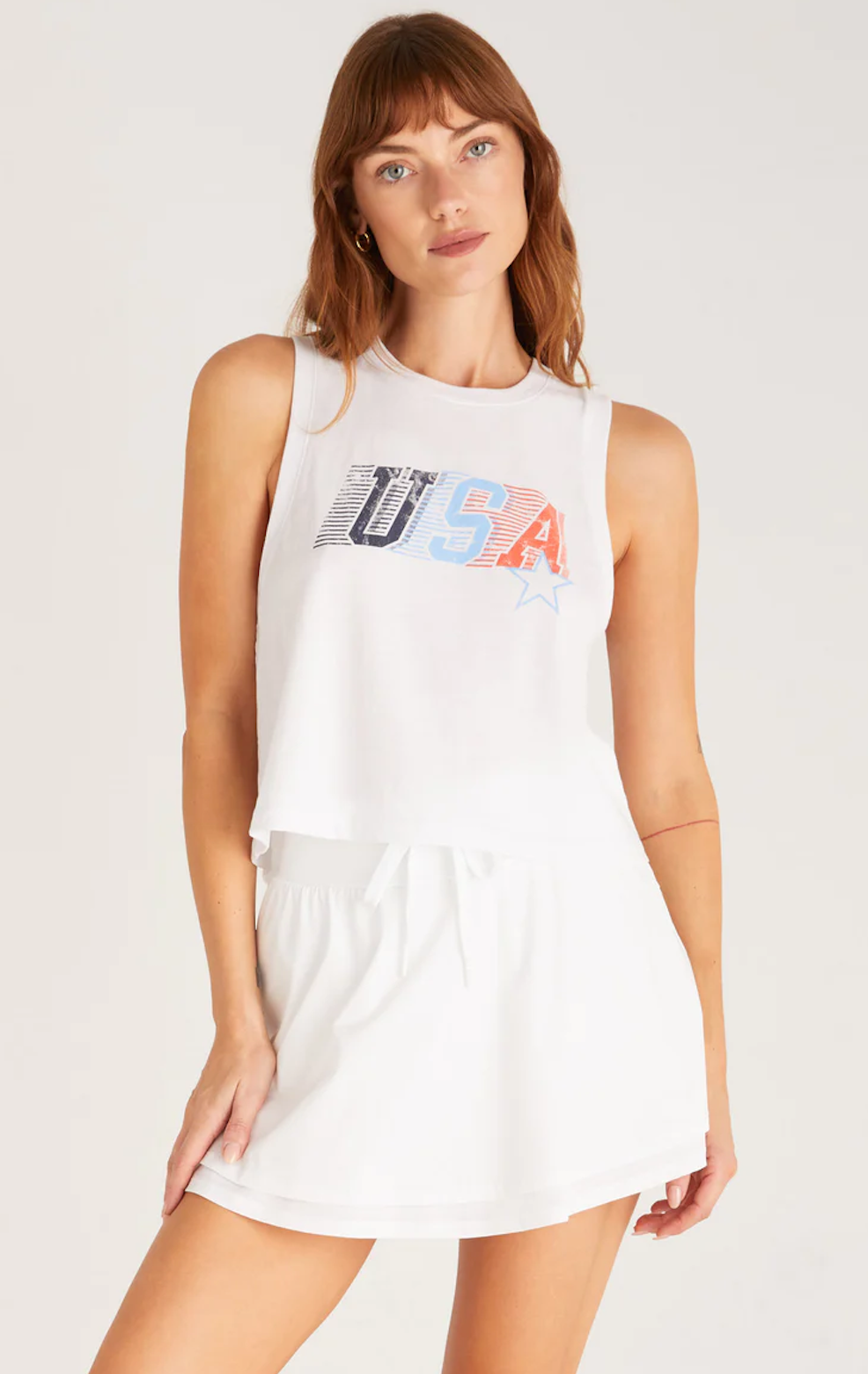 Z SUPPLY KICK BACK USA TANK IN WHITE