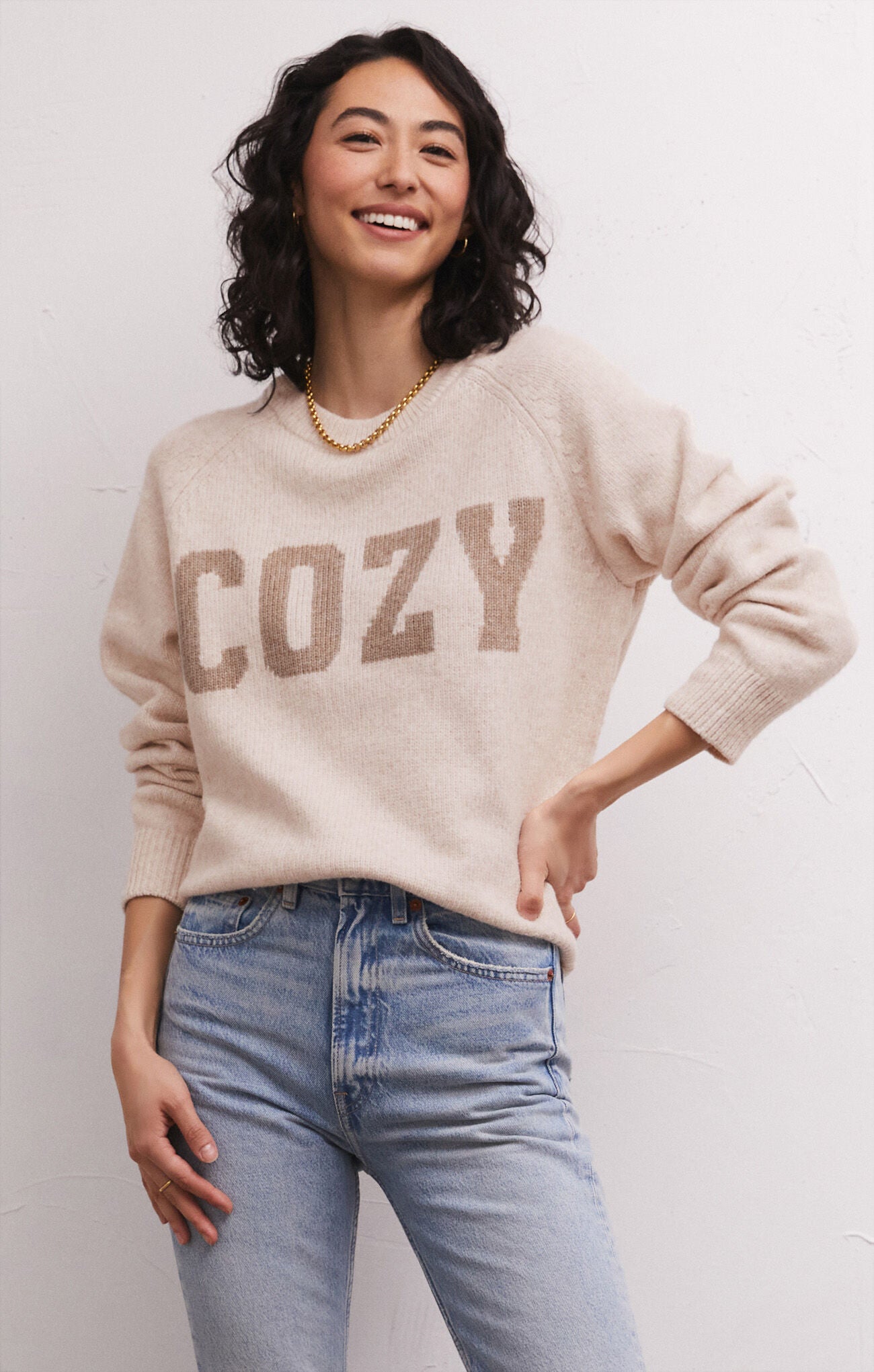 Z SUPPLY LIZZY COZY SWEATER IN LIGHT OATMEAL HEATHER