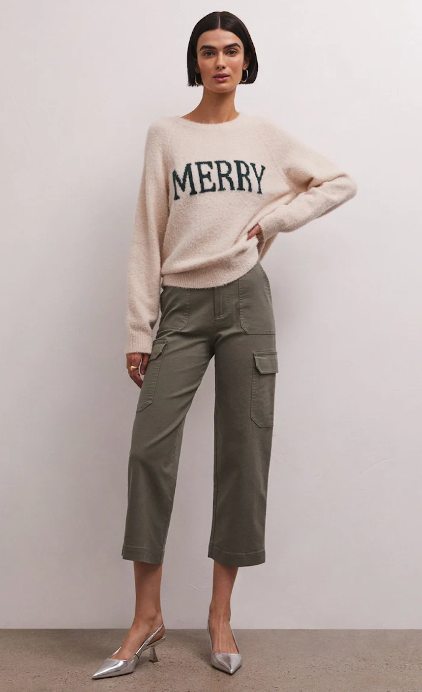 Z SUPPLY LIZZY MERRY SWEATER IN LIGHT OATMEAL HEATHER