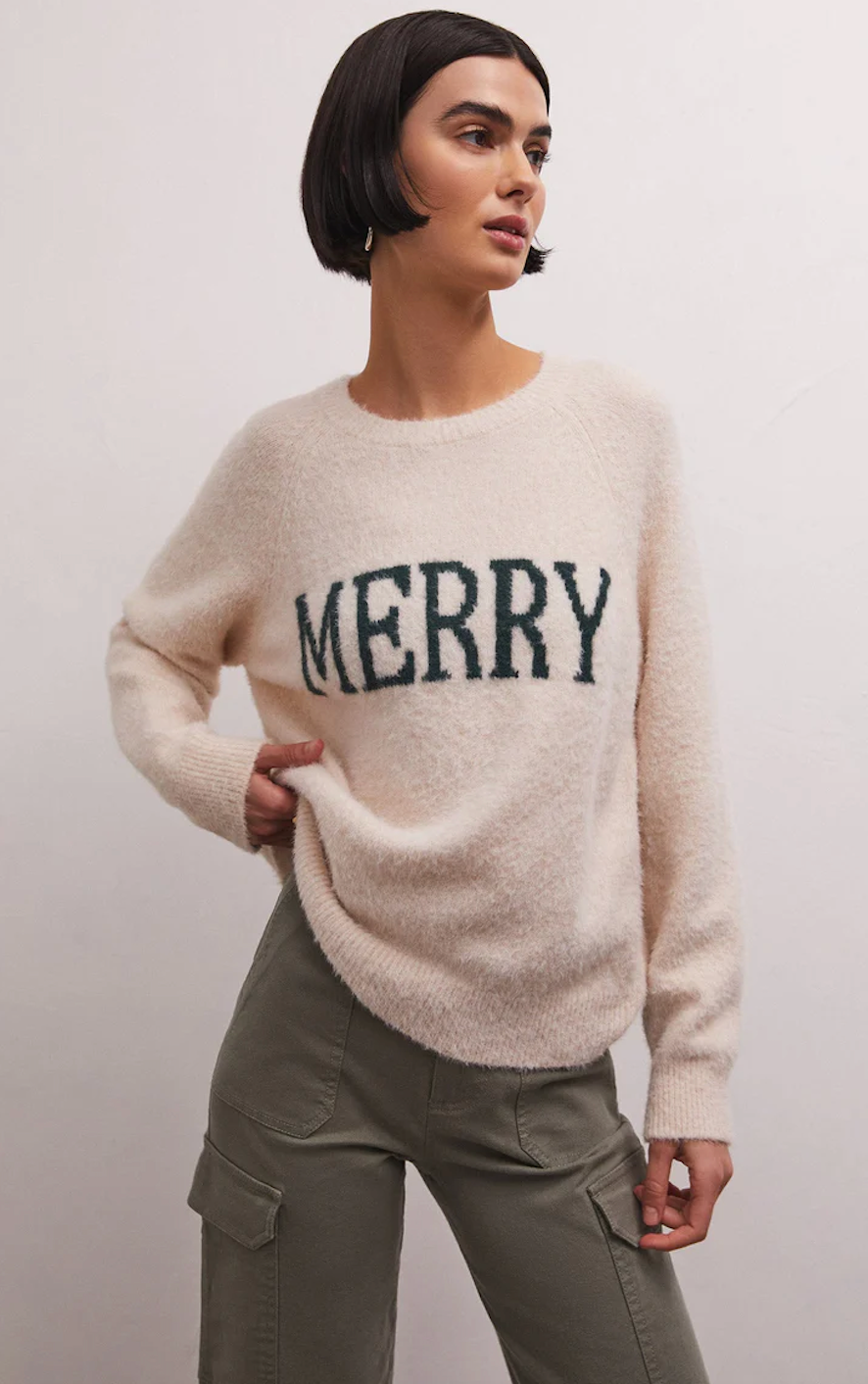 Z SUPPLY LIZZY MERRY SWEATER IN LIGHT OATMEAL HEATHER