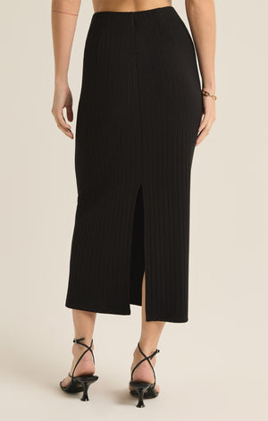 Z SUPPLY LOUISA RIB SKIRT IN BLACK