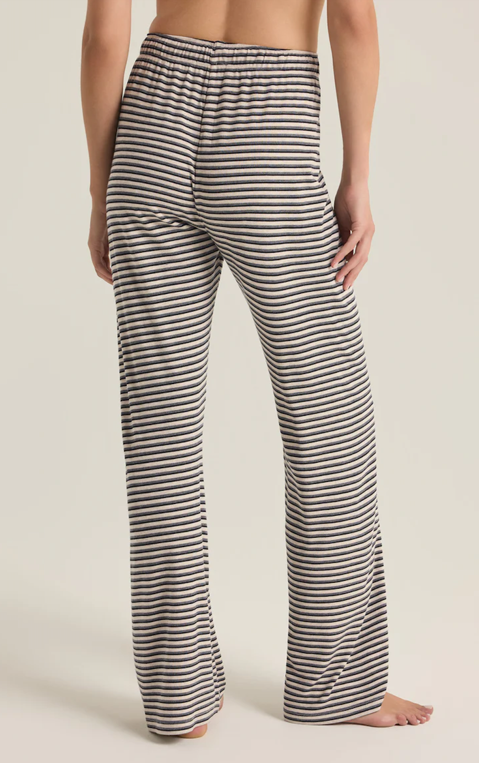 Z SUPPLY LOUNGER STRIPE MODAL RIB PANT IN LIGHT HEATHER OATMEAL