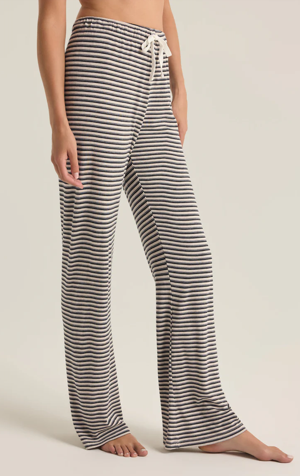 Z SUPPLY LOUNGER STRIPE MODAL RIB PANT IN LIGHT HEATHER OATMEAL