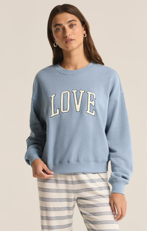 Z SUPPLY LOVE SWEATSHIRT IN LIGHT DENIM