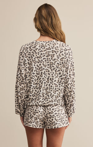 Z SUPPLY LUXE LEOPARD LONG SLEEVE TOP IN CHAMPAGNE
