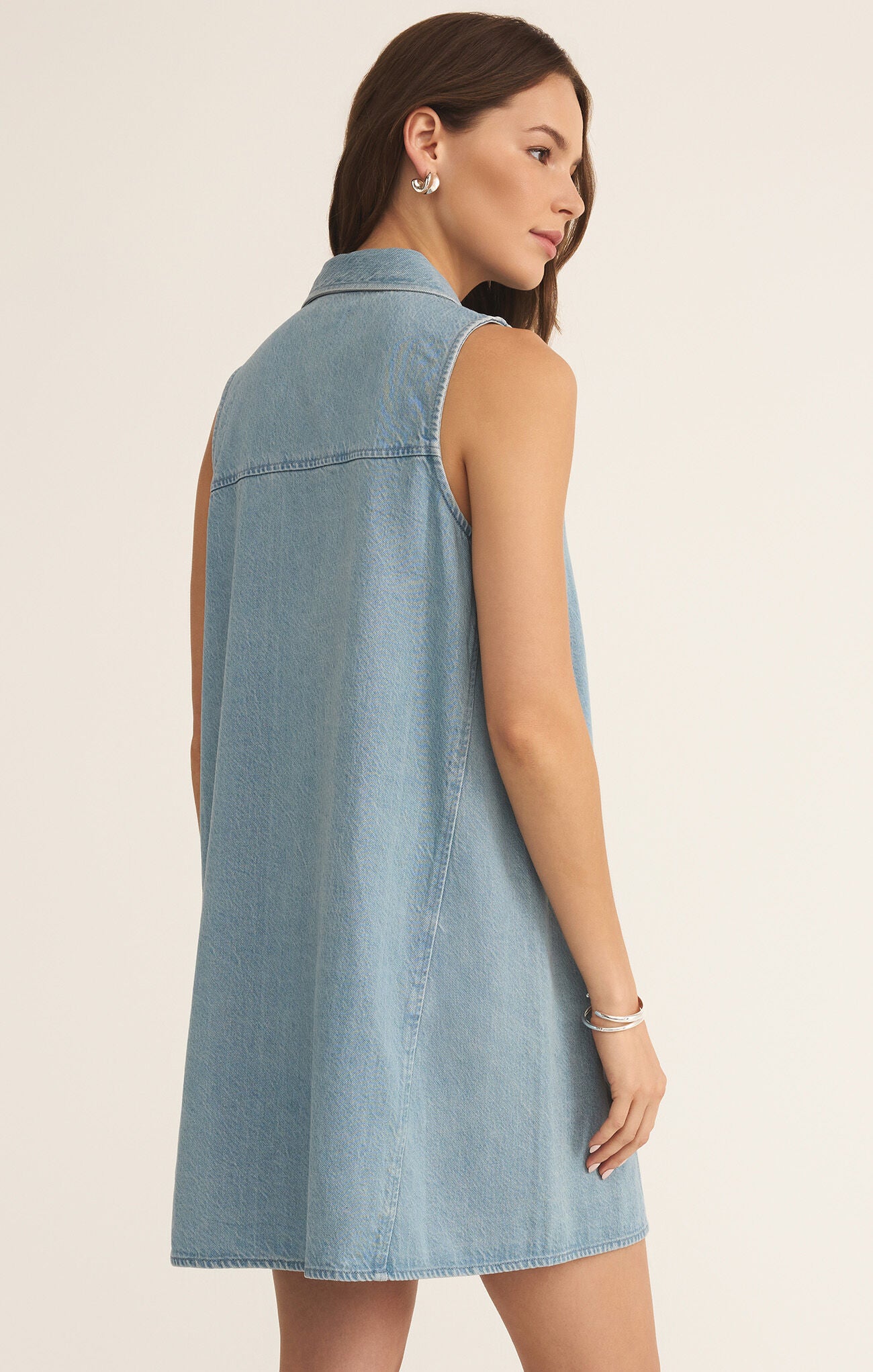 Z SUPPLY NEW DAY TWILL MINI DRESS IN LIGHT INDIGO