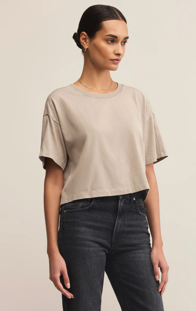 Z SUPPLY ON THE GO COTTON JERSEY TEE IN RETREAT