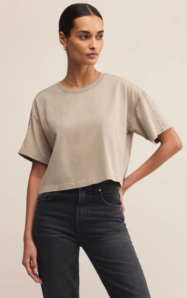 Z SUPPLY ON THE GO COTTON JERSEY TEE IN RETREAT