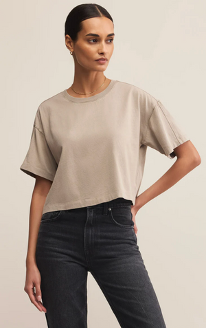 Z SUPPLY ON THE GO COTTON JERSEY TEE IN RETREAT
