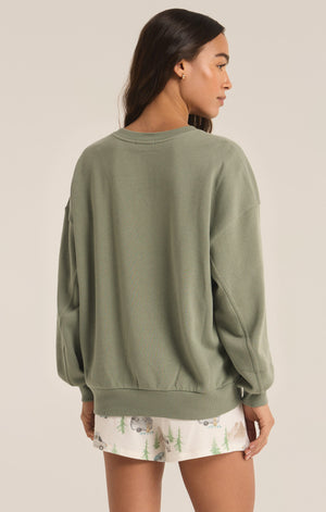 Z SUPPLY OVERSIZED CAMP SWEATSHIRT IN PALM GREEN