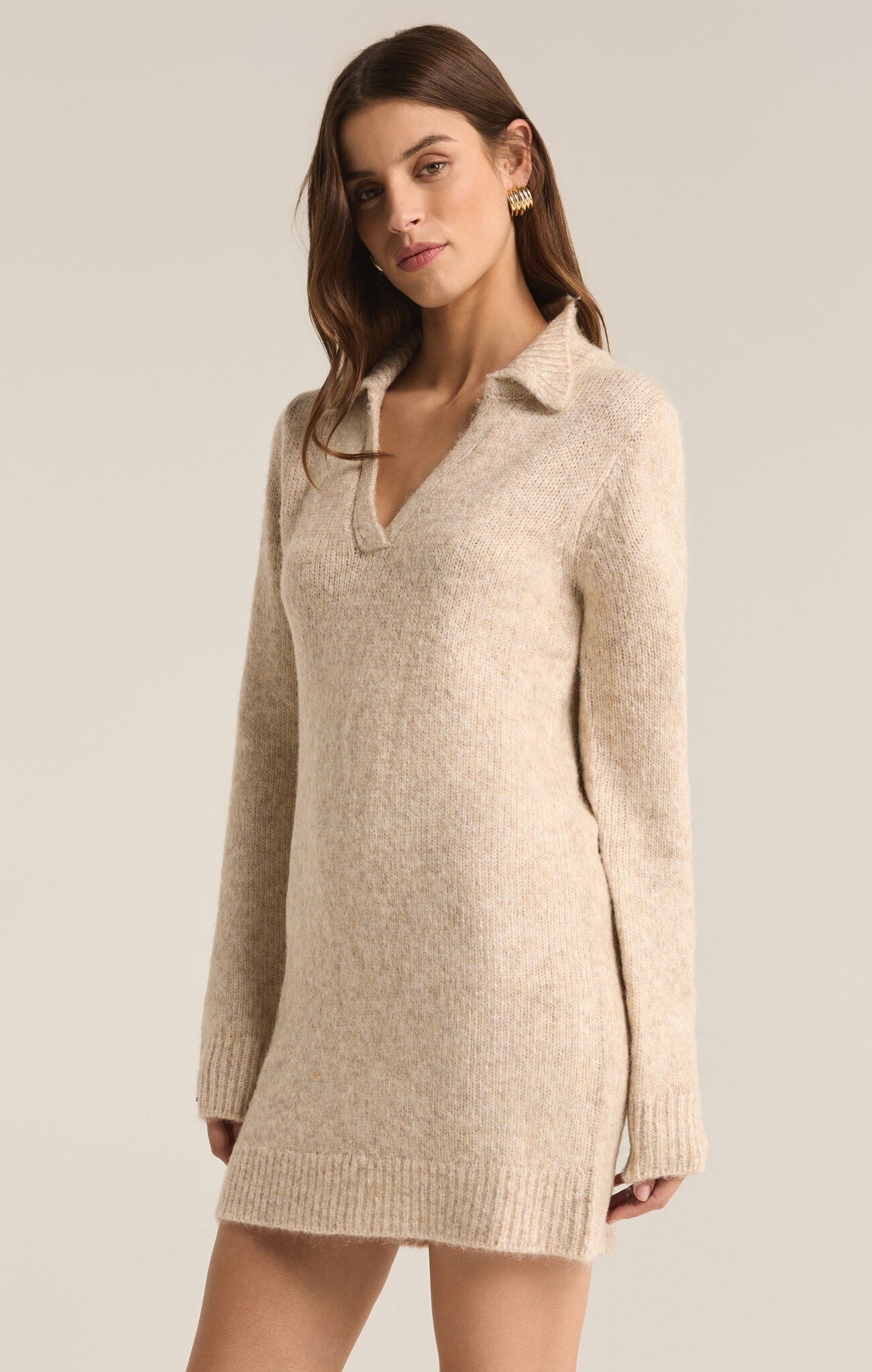 Z SUPPLY REDFORD SWEATER DRESS IN LIGHT OATMEAL