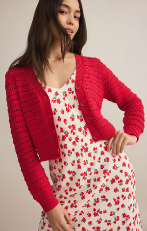 Z SUPPLY ROMANCE CARDIGAN IN CHERRY