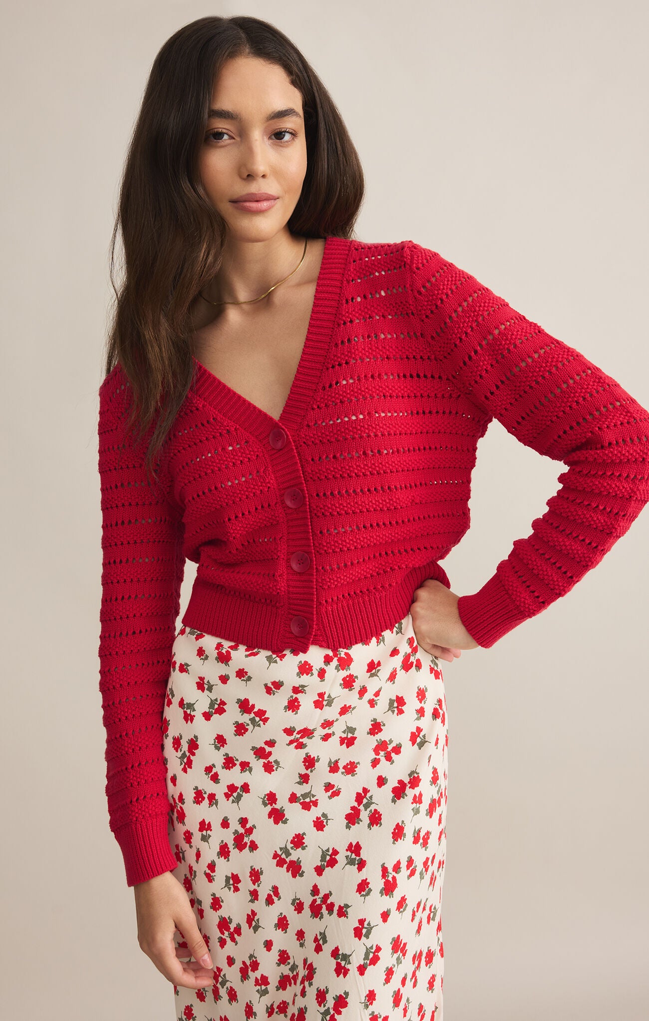 Z SUPPLY ROMANCE CARDIGAN IN CHERRY