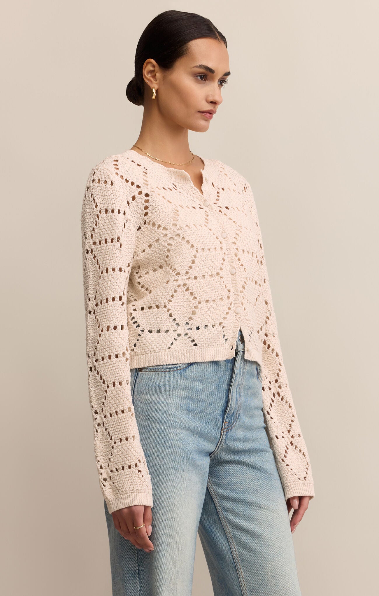 Z SUPPLY ROSALYN SWEATER CARDIGAN IN CRYSTAL