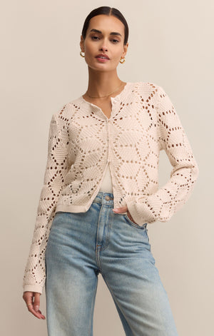 Z SUPPLY ROSALYN SWEATER CARDIGAN IN CRYSTAL