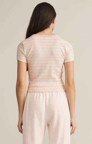 Z SUPPLY SAXTON STRIPED TEE IN PINK SALT