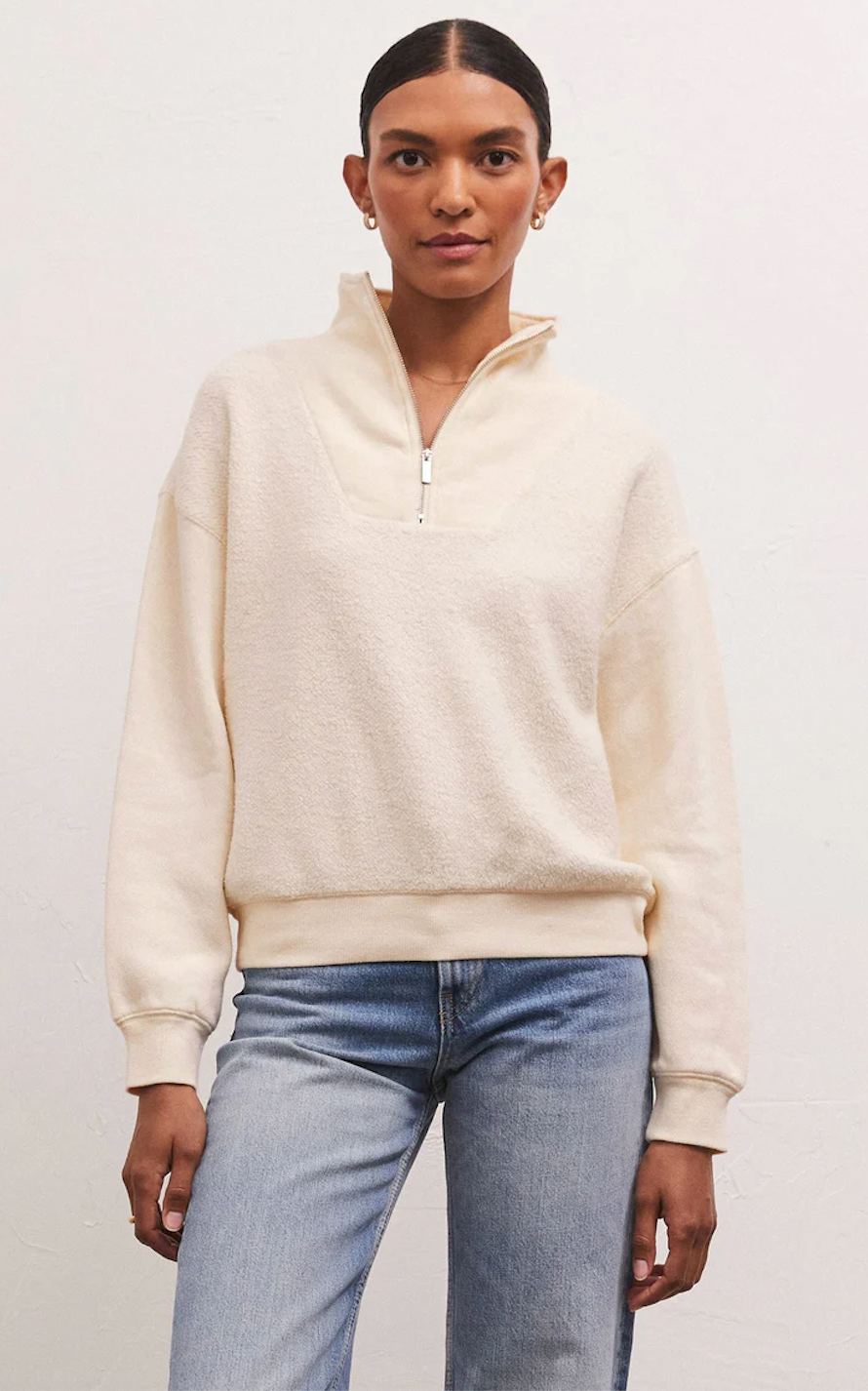 Z SUPPLY SEQUOIA FLEECE SWEATSHIRT IN SANDSTONE