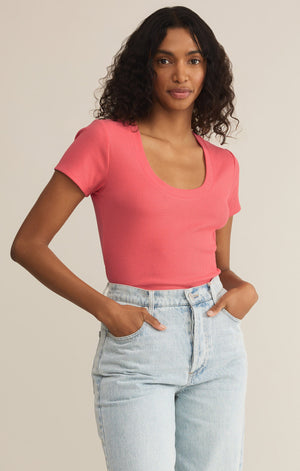 Z SUPPLY SIERNA SHORT SLEEVE TEE IN SUNSET PINK