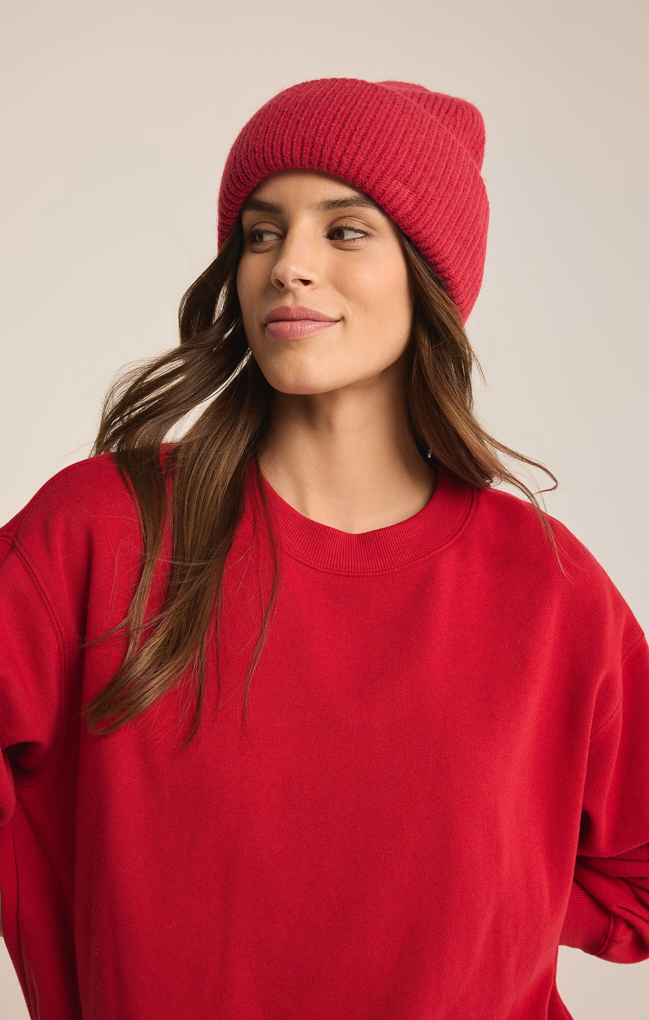 Z SUPPLY SNOW CAP BEANIE IN HAUTE RED