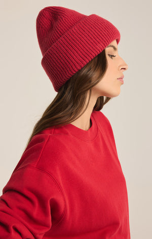 Z SUPPLY SNOW CAP BEANIE IN HAUTE RED