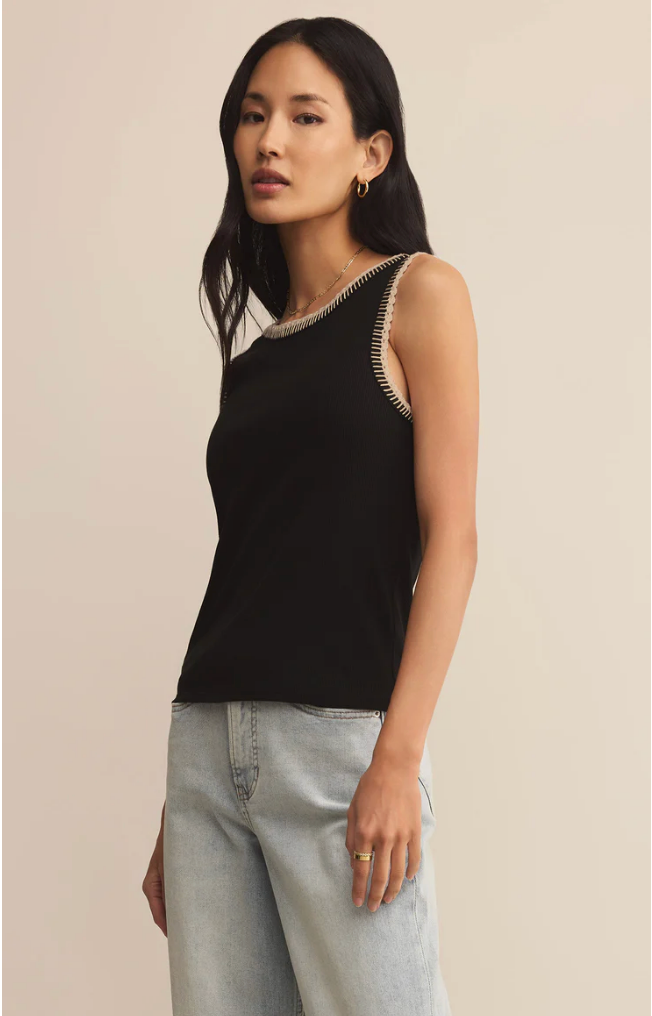 Z SUPPLY SOCIAL WHIPSTITCH TANK IN BLACK
