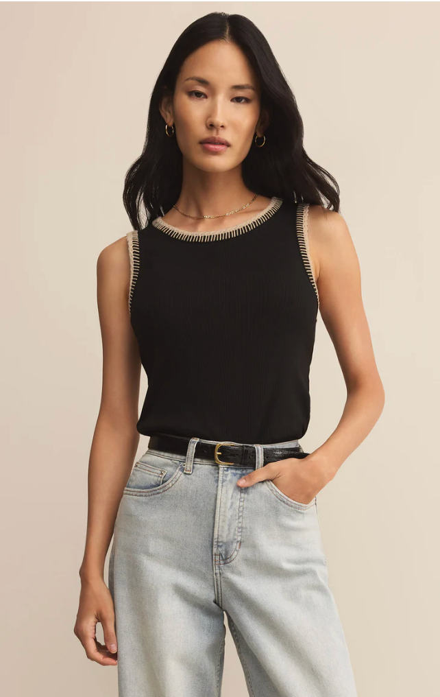 Z SUPPLY SOCIAL WHIPSTITCH TANK IN BLACK