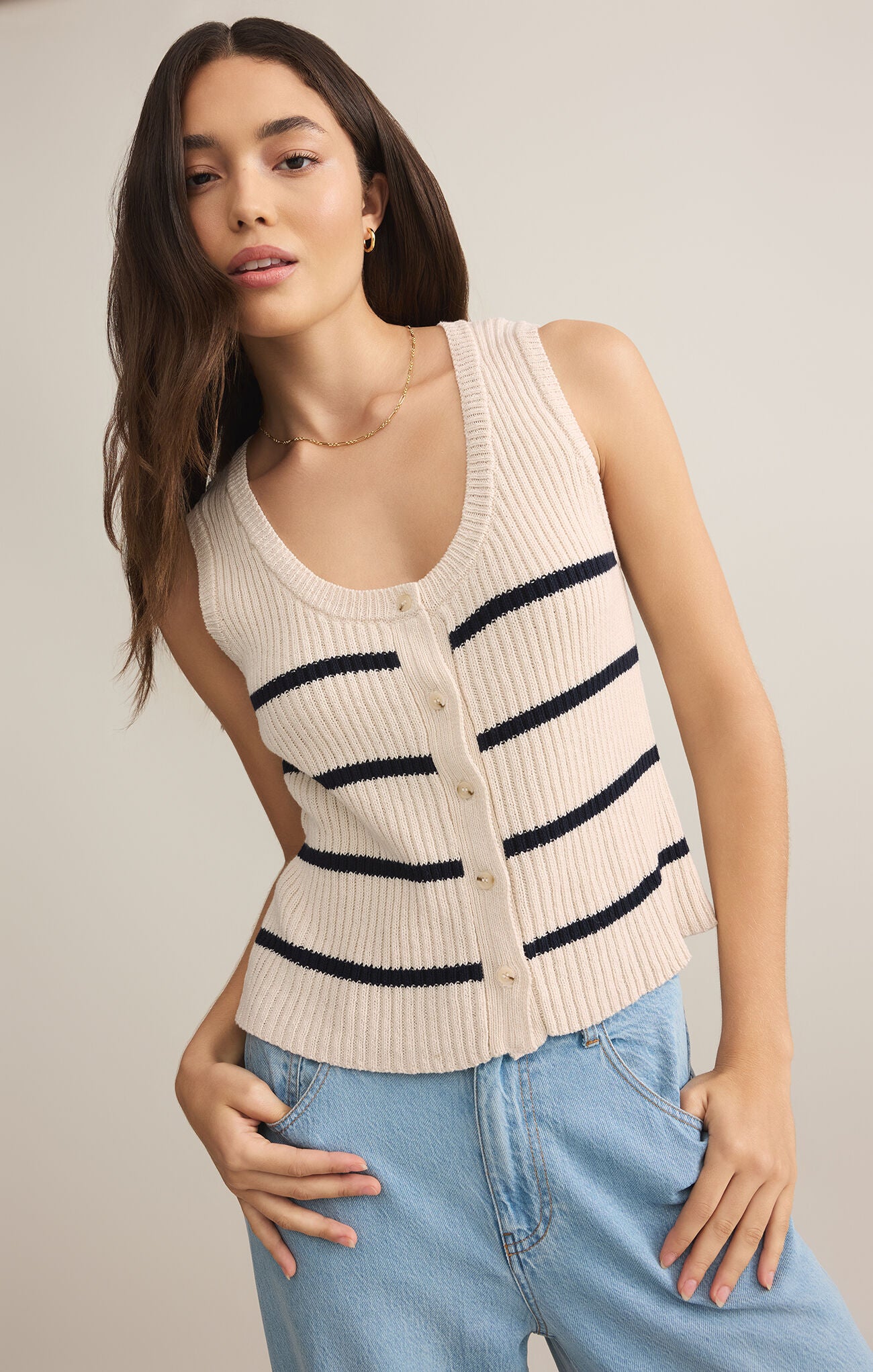 Z SUPPLY SYCAMORE STRIPE SWEATER VEST SEA SALT