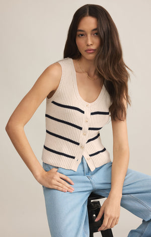 Z SUPPLY SYCAMORE STRIPE SWEATER VEST SEA SALT