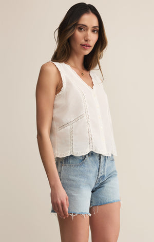 Z SUPPLY TOMI EMBROIDERED TANK IN WHITE