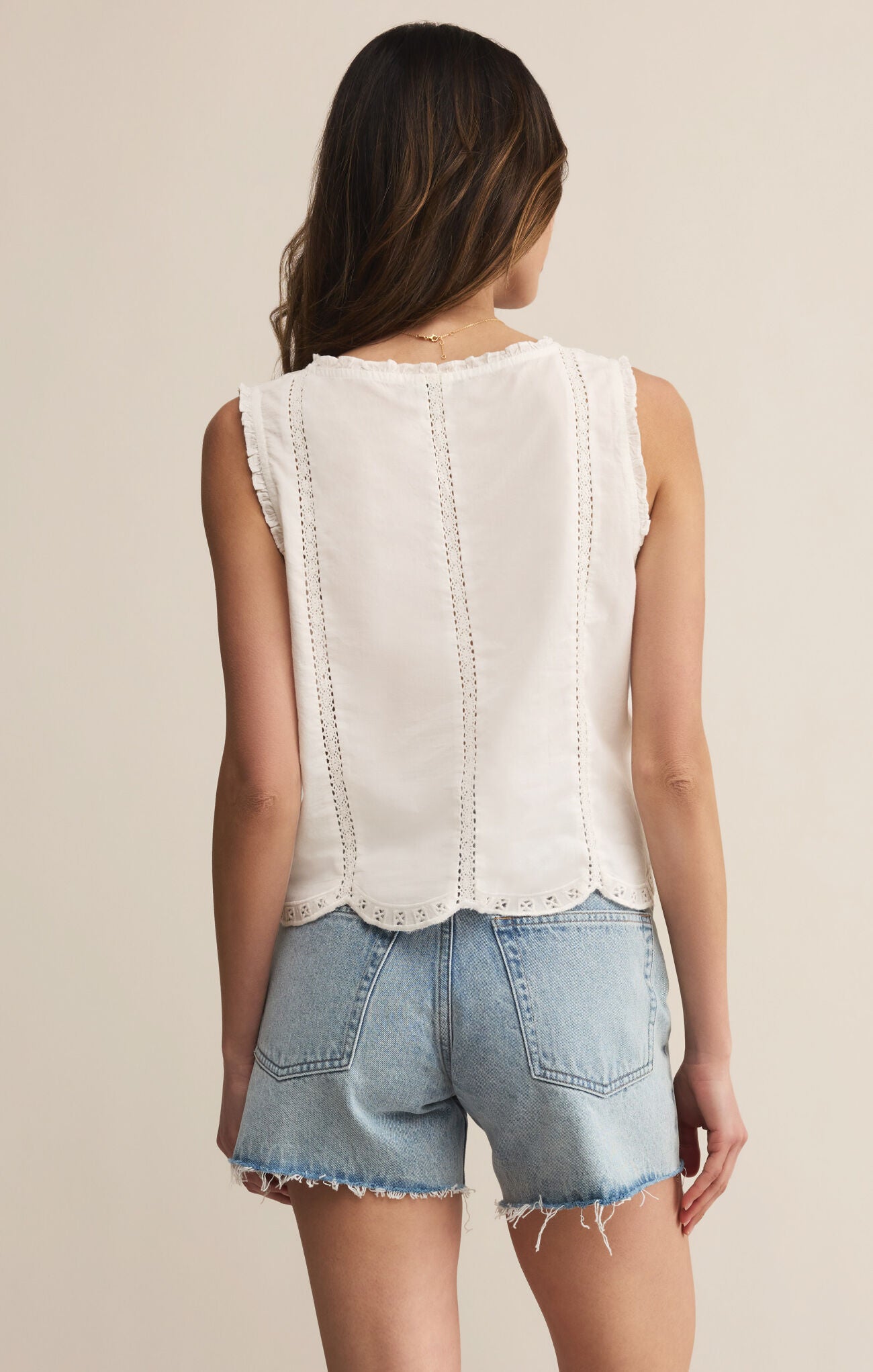 Z SUPPLY TOMI EMBROIDERED TANK IN WHITE