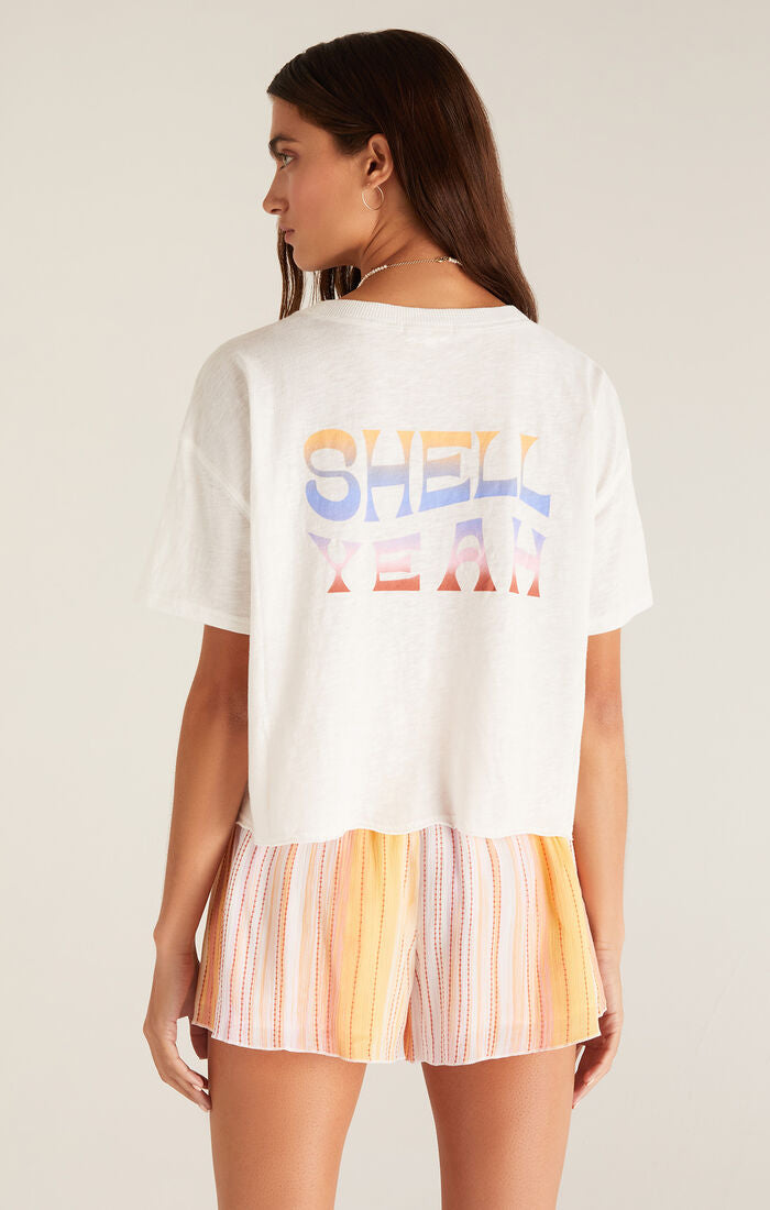 Z SUPPLY VINTAGE SHELL YEAH TEE IN WHITE