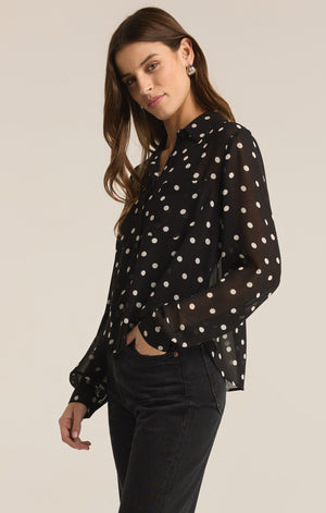 Z SUPPLY VIVIENNE POLKA DOT TOP IN BLACK