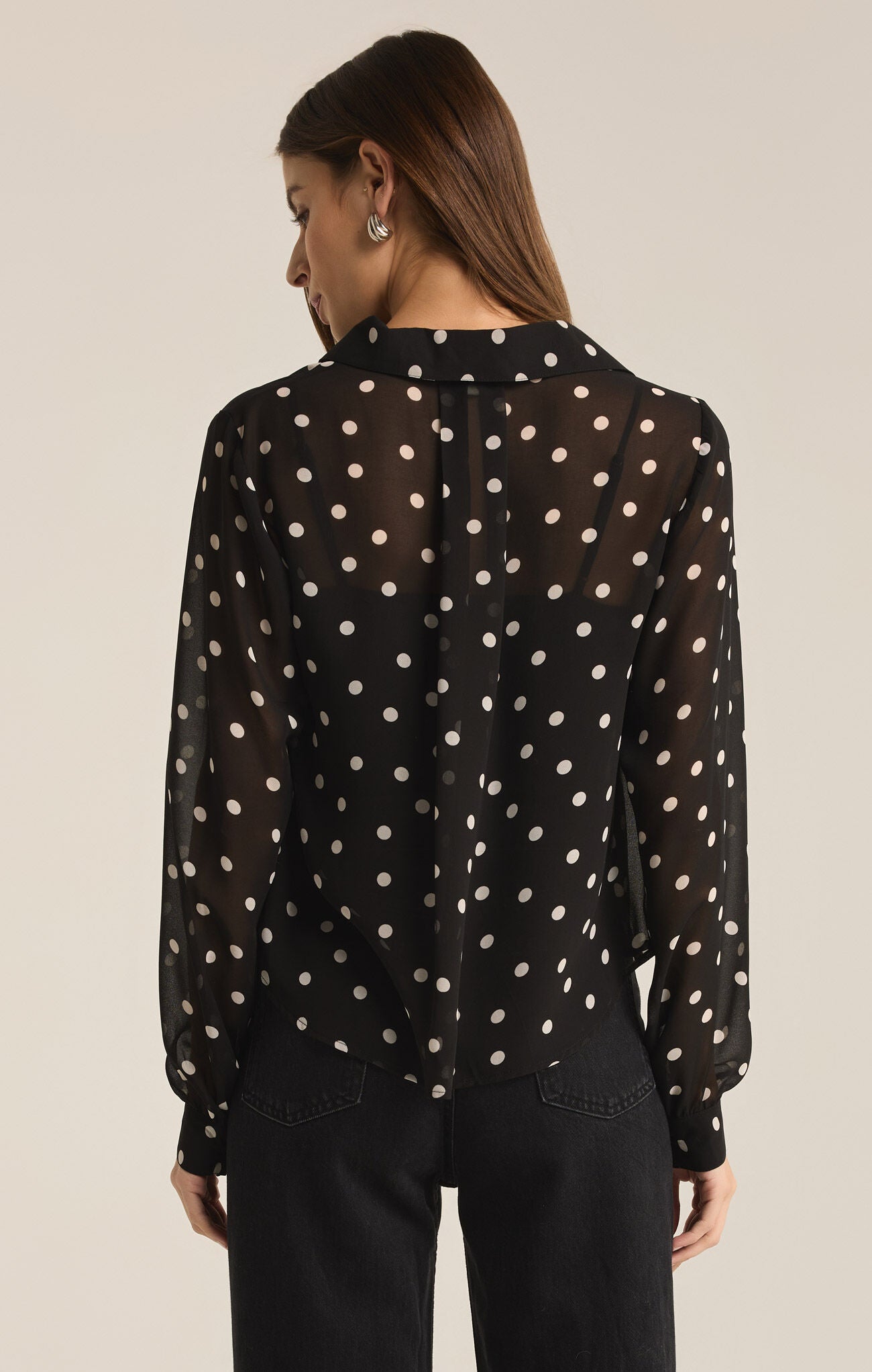 Z SUPPLY VIVIENNE POLKA DOT TOP IN BLACK