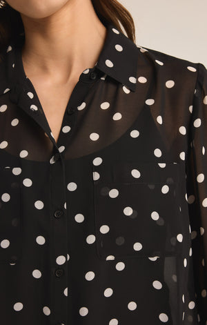 Z SUPPLY VIVIENNE POLKA DOT TOP IN BLACK