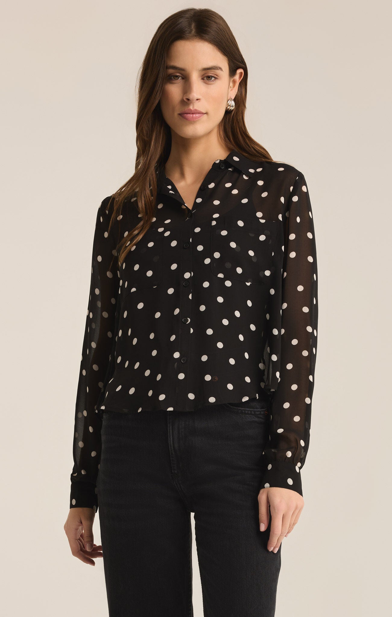 Z SUPPLY VIVIENNE POLKA DOT TOP IN BLACK