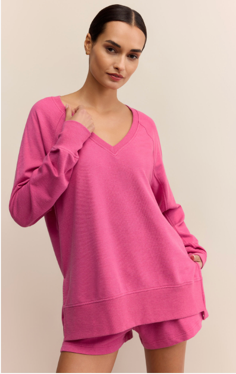 Z SUPPLY WEEKENDER V NECK IN ISLAND PINK