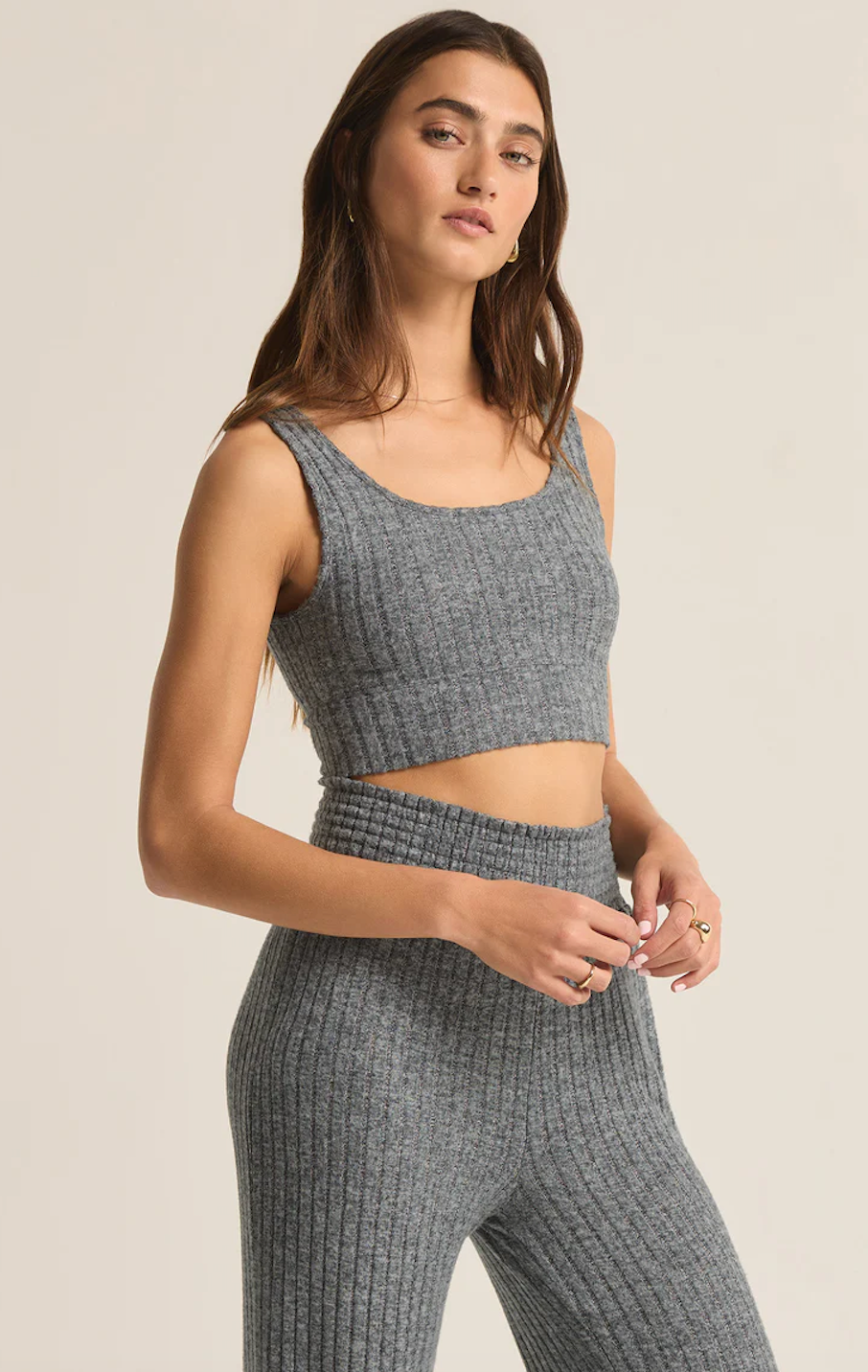 Z SUPPLY ZOE RIB TANK IN CHARCOAL HEATHER