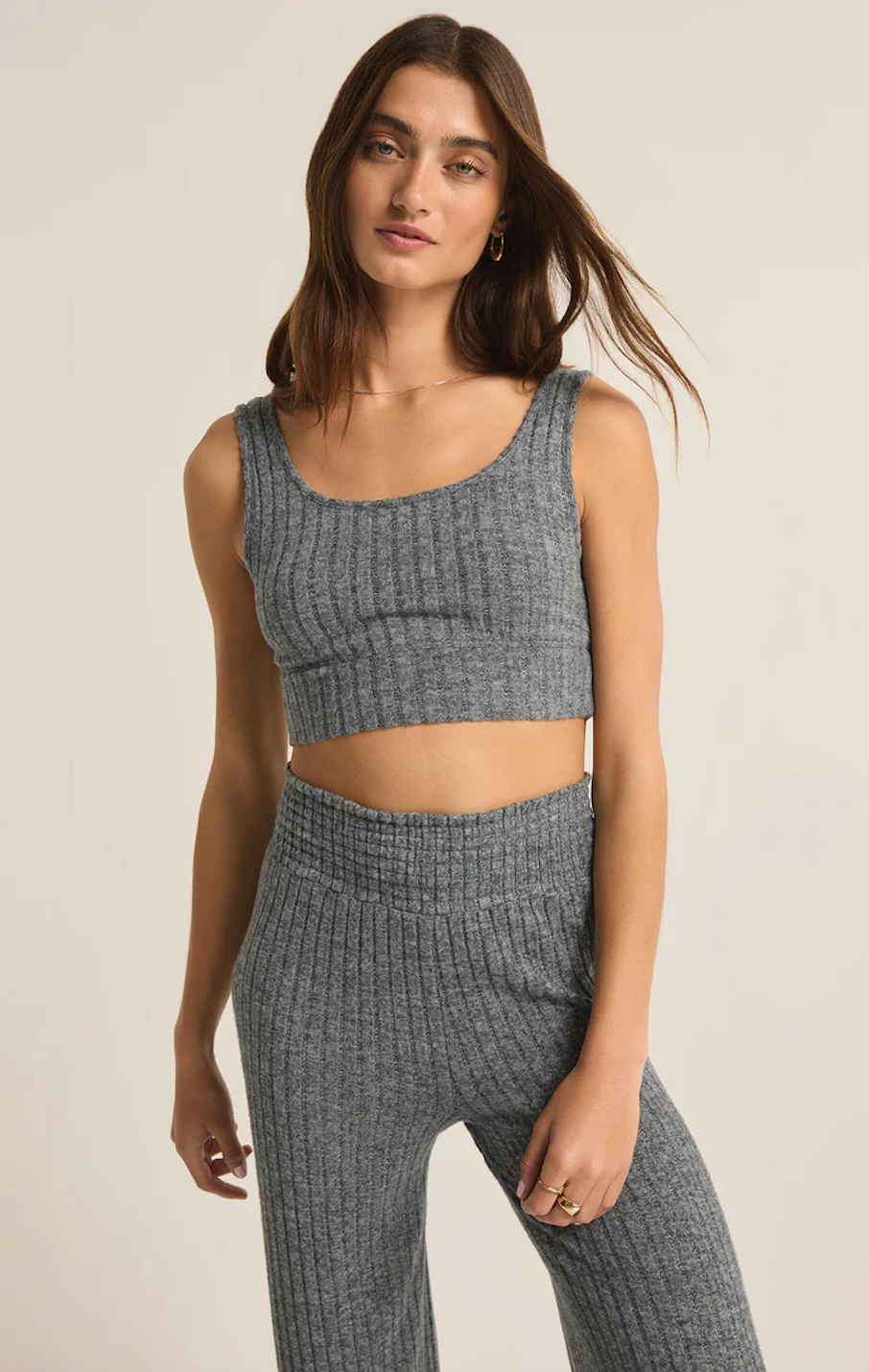 Z SUPPLY ZOE RIB TANK IN CHARCOAL HEATHER