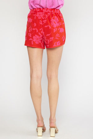 LUCAS FLORAL SHORTS IN RED
