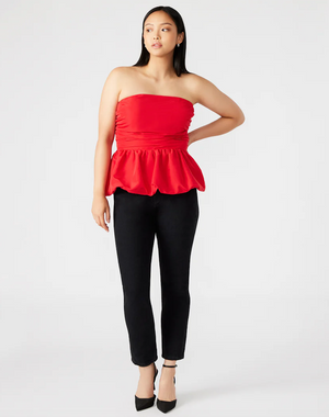 STEVE MADDEN AMARI STRAPLESS TOP IN RED