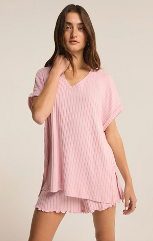 Z SUPPLY TAKE IT EASY RIB TUNIC IN SUNSET MAUVE