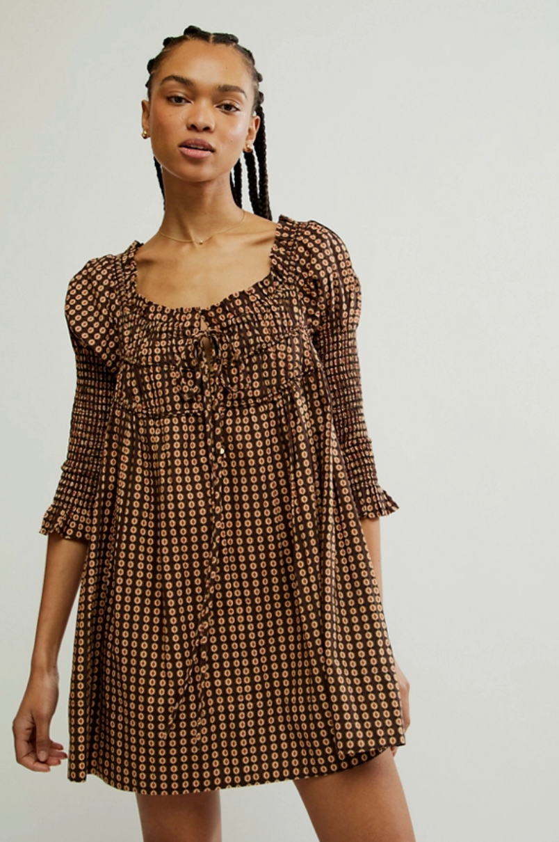 FREE PEOPLE STAR DIP MINI DRESS IN BLACK COMBO