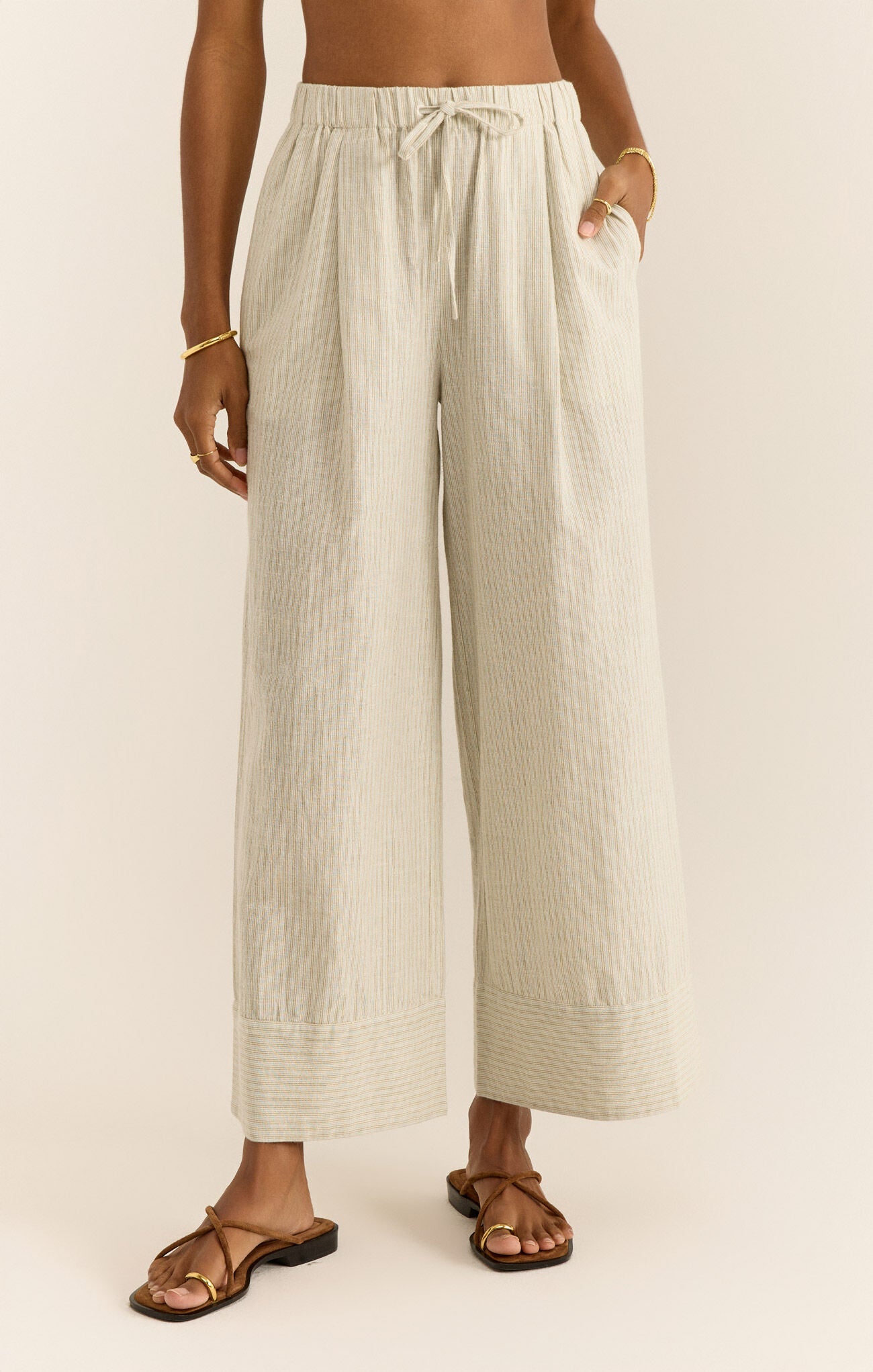 Z SUPPLY BROOKVALE CASITA STRIPE PANT IN SANDSTONE