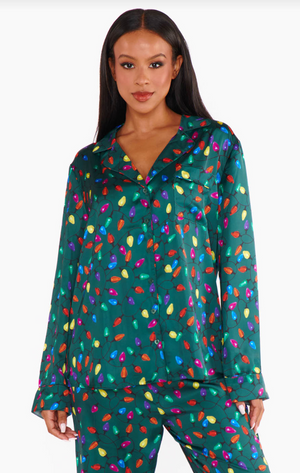 SHOW ME YOUR MUMU CLASSIC PJ SET IN FESTIVE LIGHTS SILKY